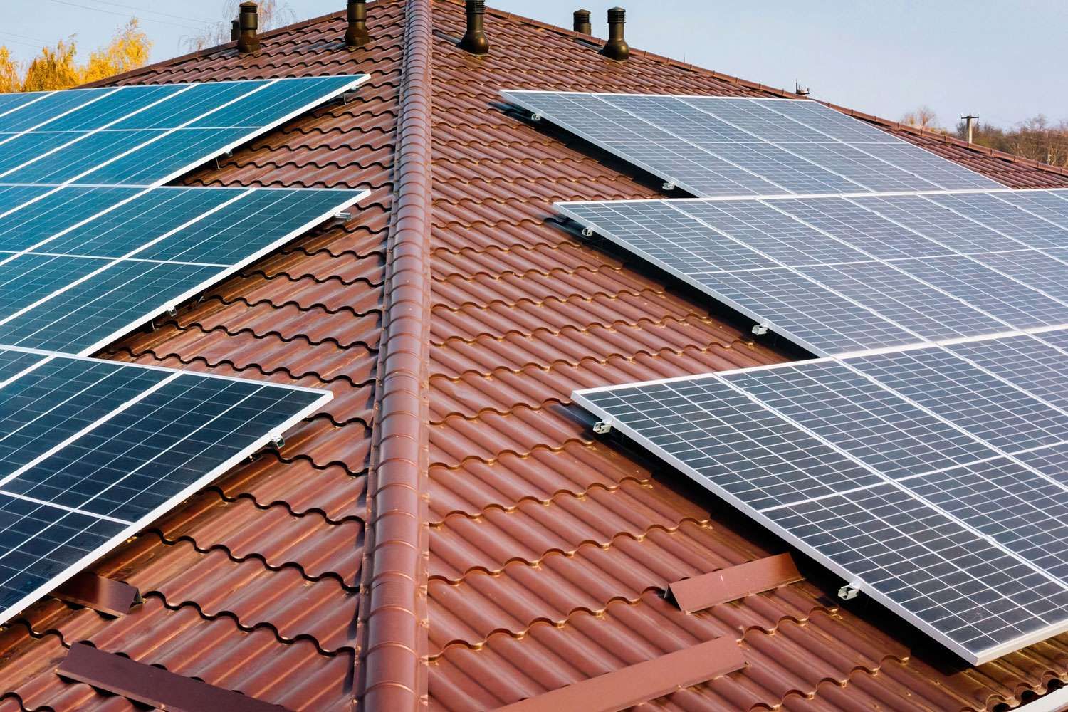 solar panels on roof